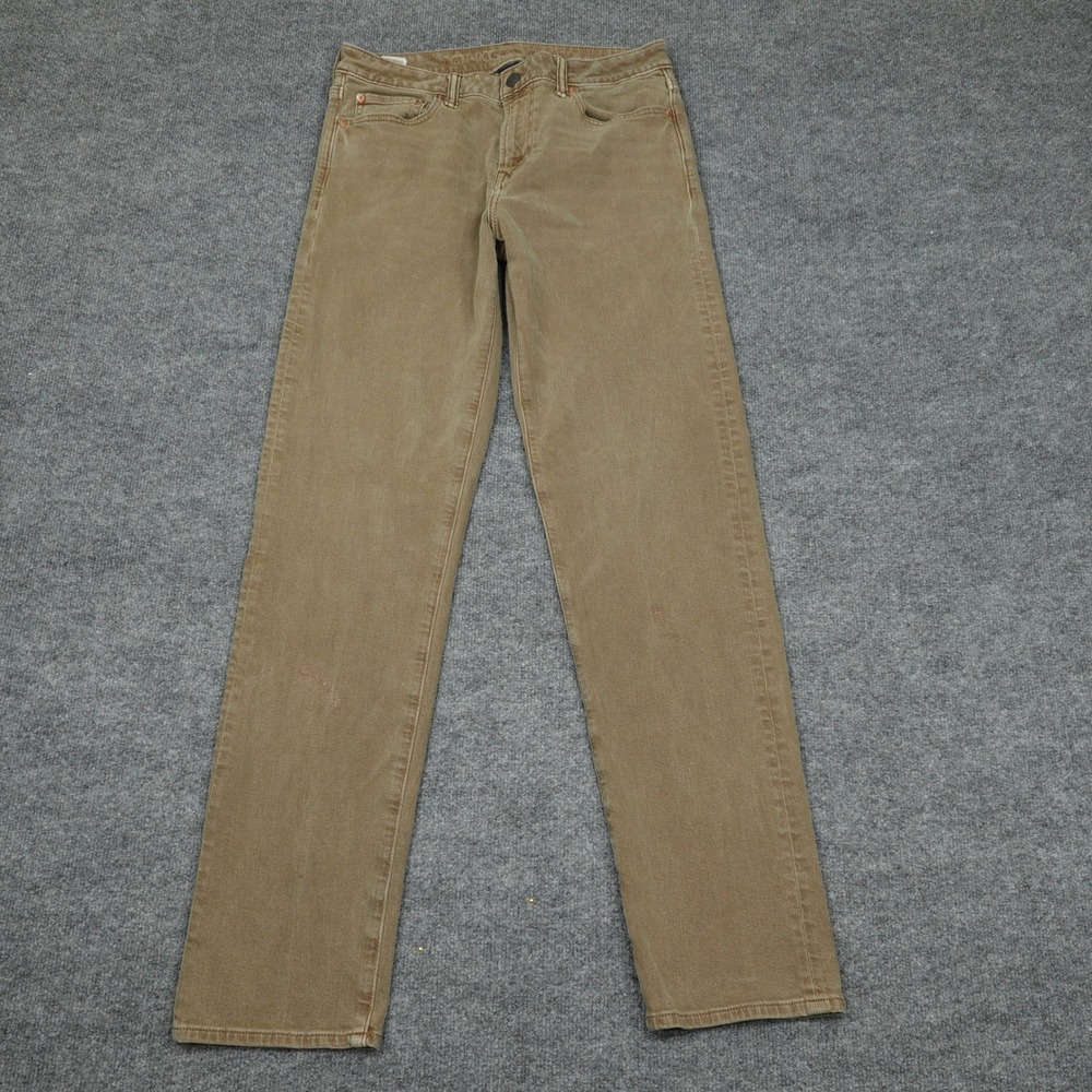 American Eagle Jeans Mens 30x36 Khaki Brown Original Straight Easyflex Stretch